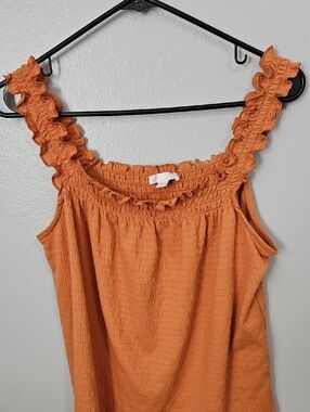 LC Lauren Conrad Orange Ruffle Strap Tank